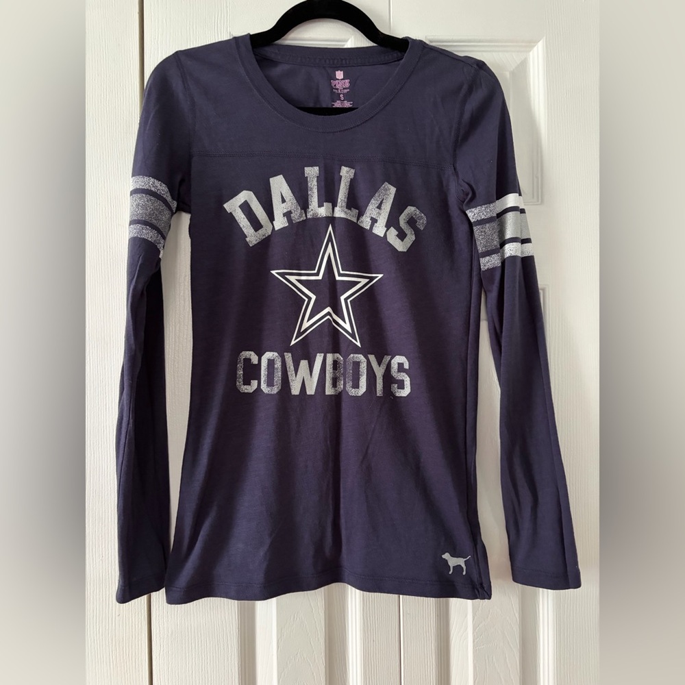 PINK Victoria's Secret Navy Dallas Cowboys Long Sleeve Tee with Stripes